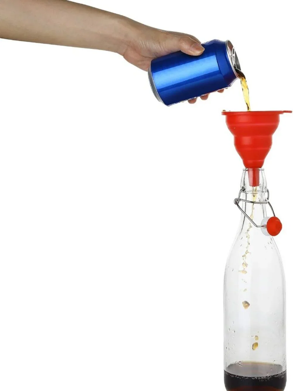 Set of 6 Flip Top Glass Bottles - 1L Airtight Containers for Beverages, Oil